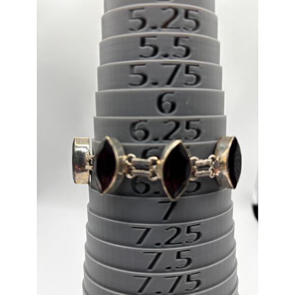 Sterling Silver Pink Red Marquis Gem Bracelet - Picture 2 of 16